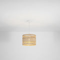 1 Light Boho Coastal Cylindrical Drum Woven Pendant Light With Matte White Finish And Herbaceous Rattan Shade