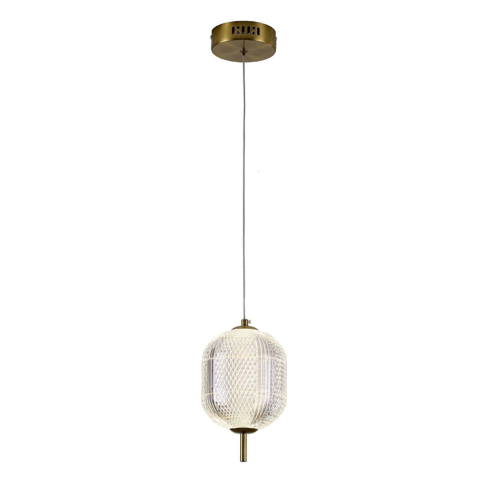 1 Light Brass Dimmable Led Single Pendant With A Clear Pc Shade