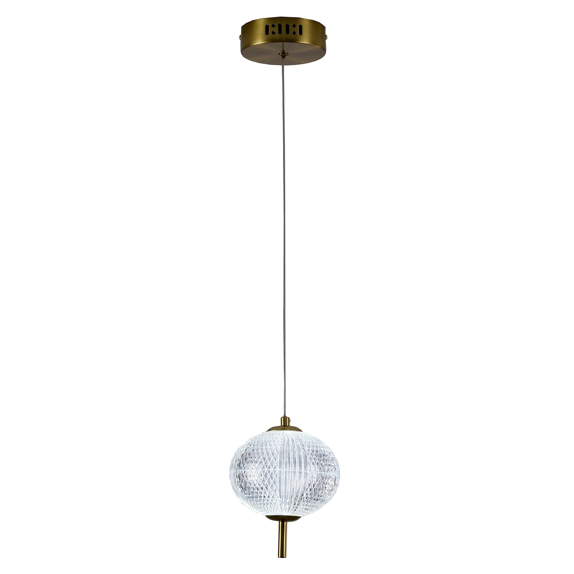 1 Light Brass Dimmable Led Single Pendant With A Clear Pc Shade