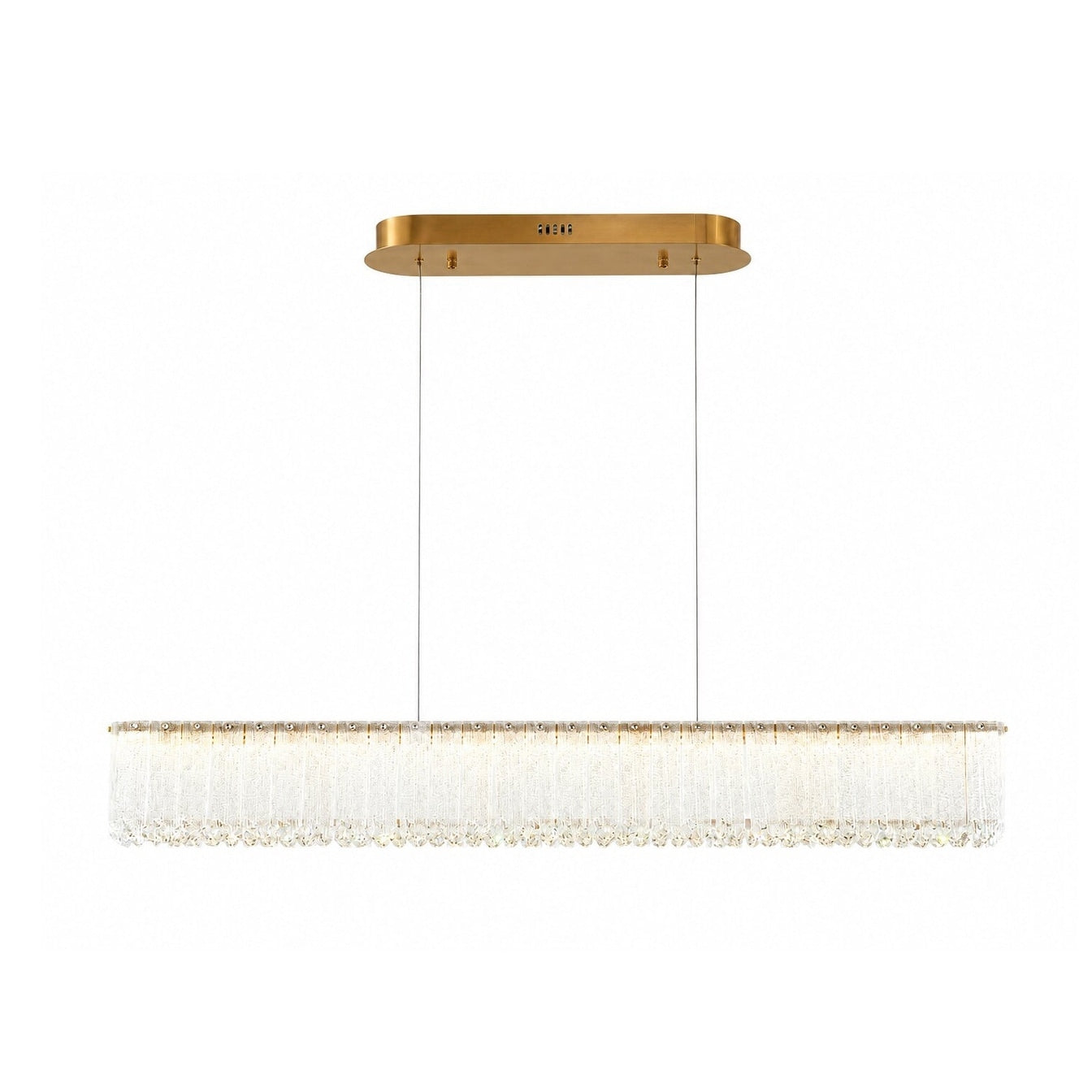 1 Light Brass Led Chandelier With Clear Crystals