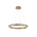 1 Light Brass Led Pendant With Crystal Accents