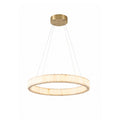 1 Light Brass Led Pendant With Natural Alabaster Accents