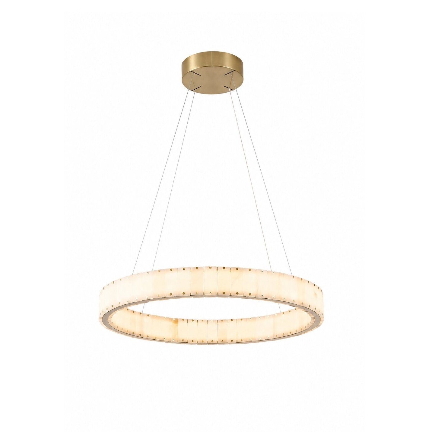 1 Light Brass Led Pendant With Natural Alabaster Accents