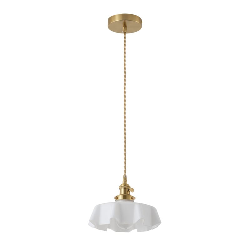 1 Light Brass Pendant Light White Glass Shade Hanging Ceiling Light Vintage Kitchen Island Dining Room Lighting