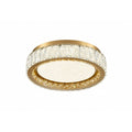 1 Light Brass Stainless Steel Led Flush Mount With Clear Crystals
