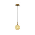 1 Light Brass Steel Single Pendant With Clear Crystal Beaded Ball