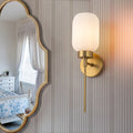 1 Light Brass Wall Sconce With Ribbed Glass Shape