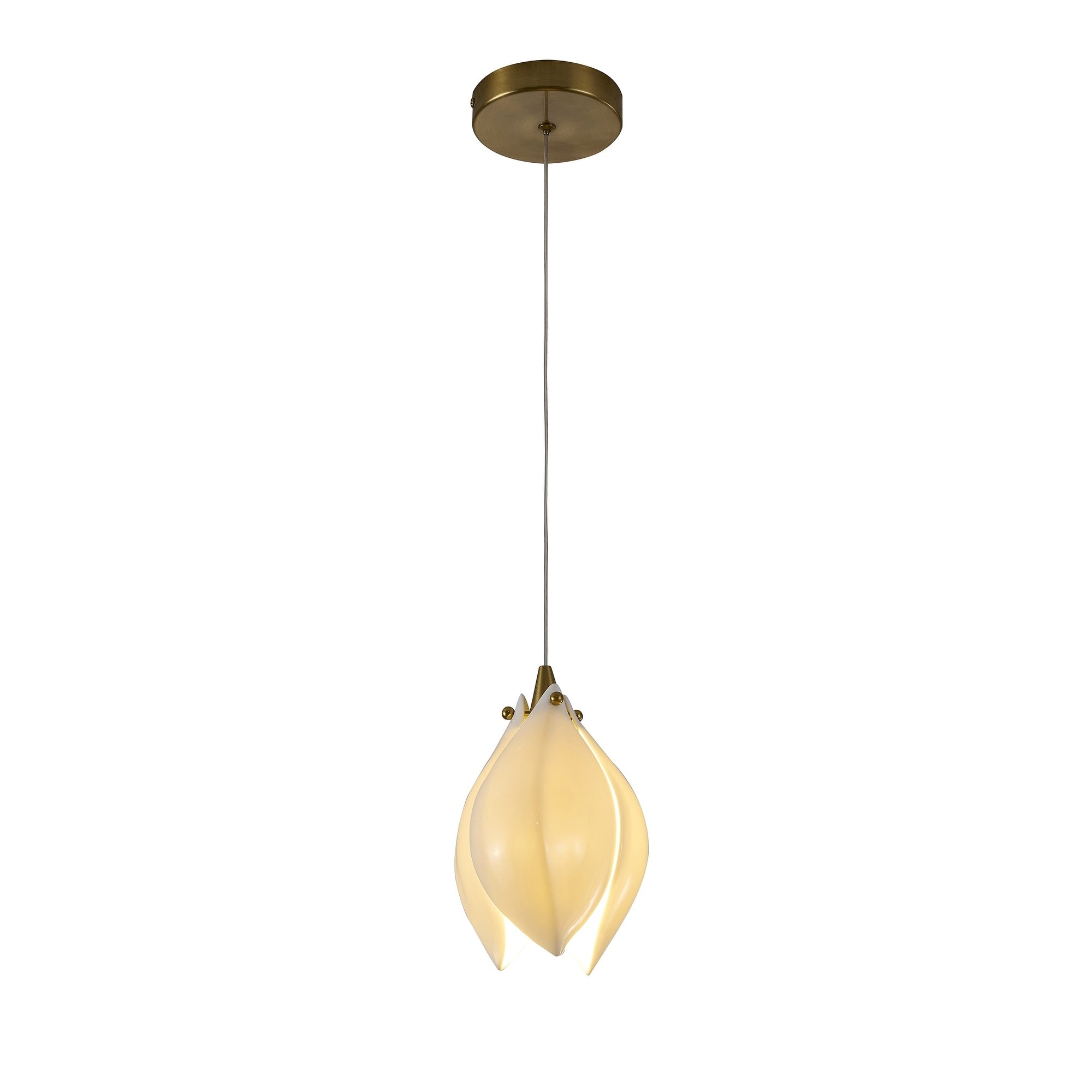 1 Light Bronze Single Pendant With A Cream Ceramic Flower