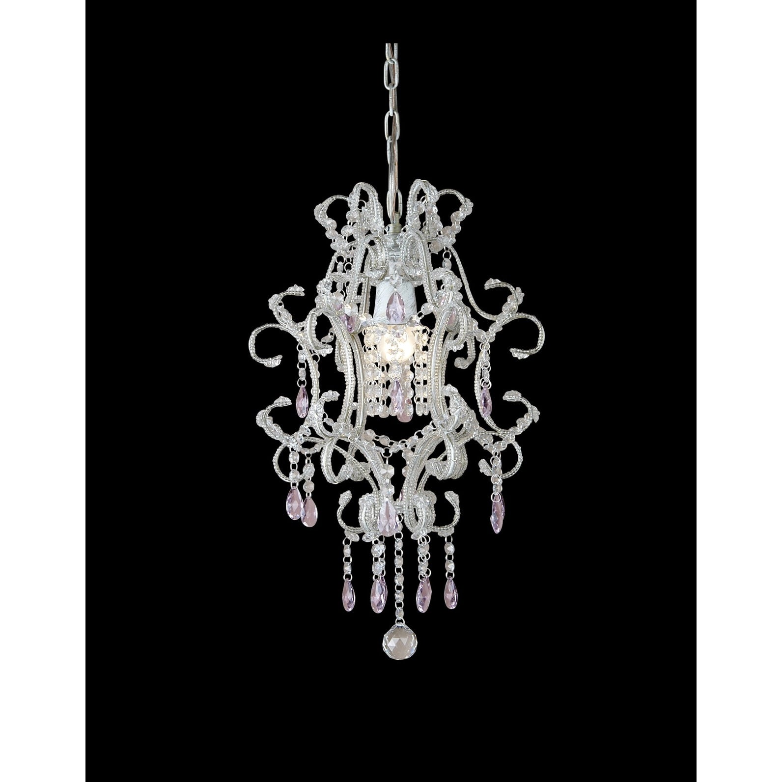1 Light Chrome Chandelier With Clear Crystals