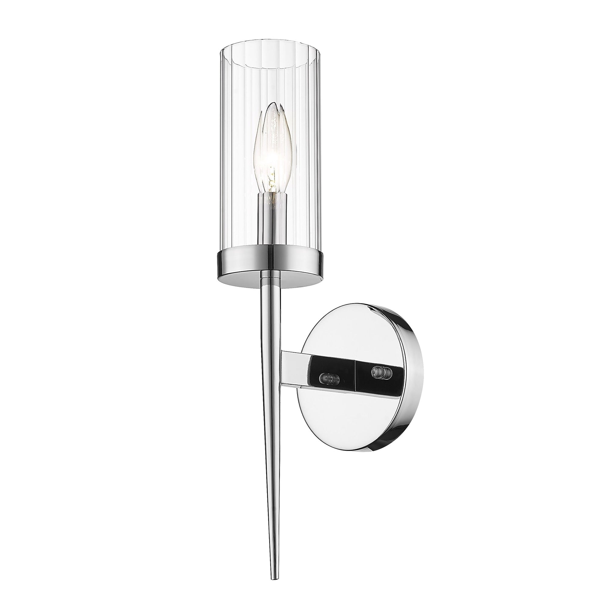 1 Light Chrome Iron Wall Sconce With A Clear Glass Shade