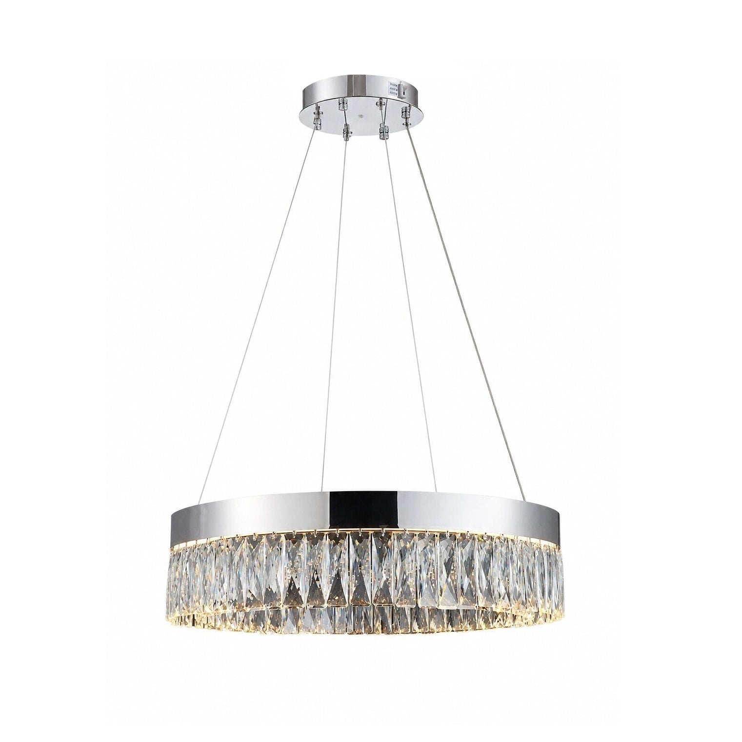 1 Light Chrome Led Chandelier With Clear Crystal Accents