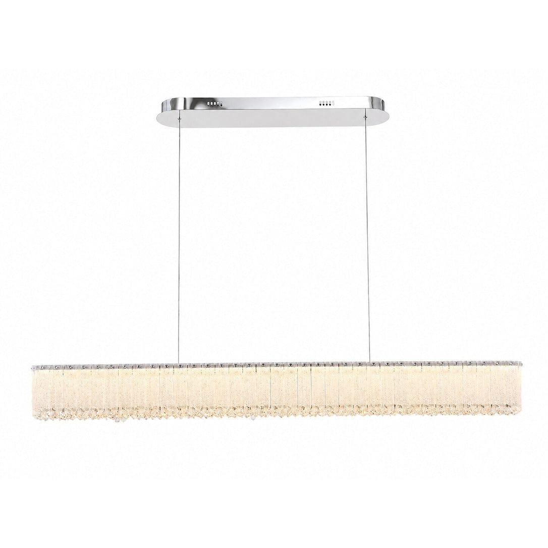 1 Light Chrome Led Chandelier With Clear Crystals