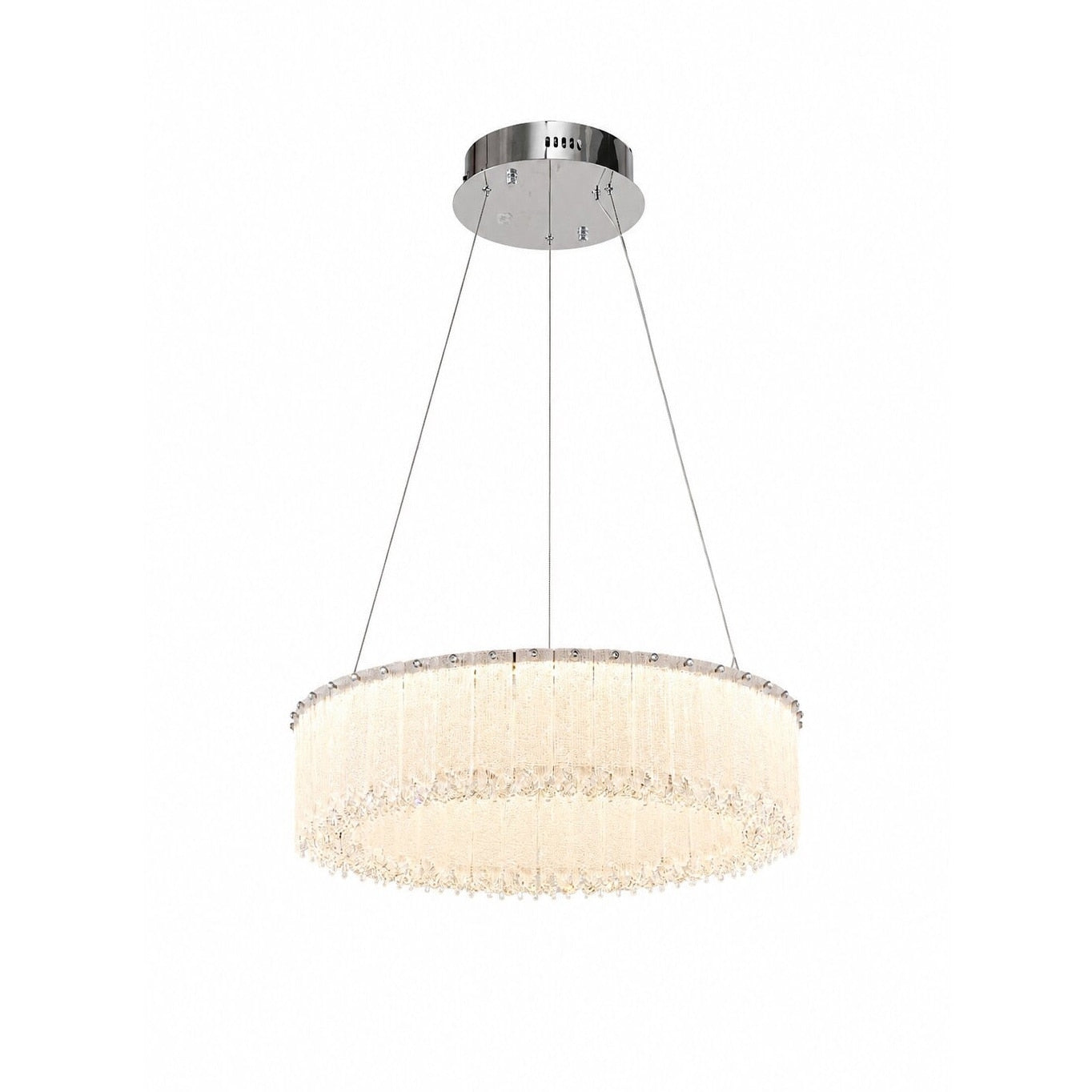 1 Light Chrome Led Chandelier With Clear Crystals