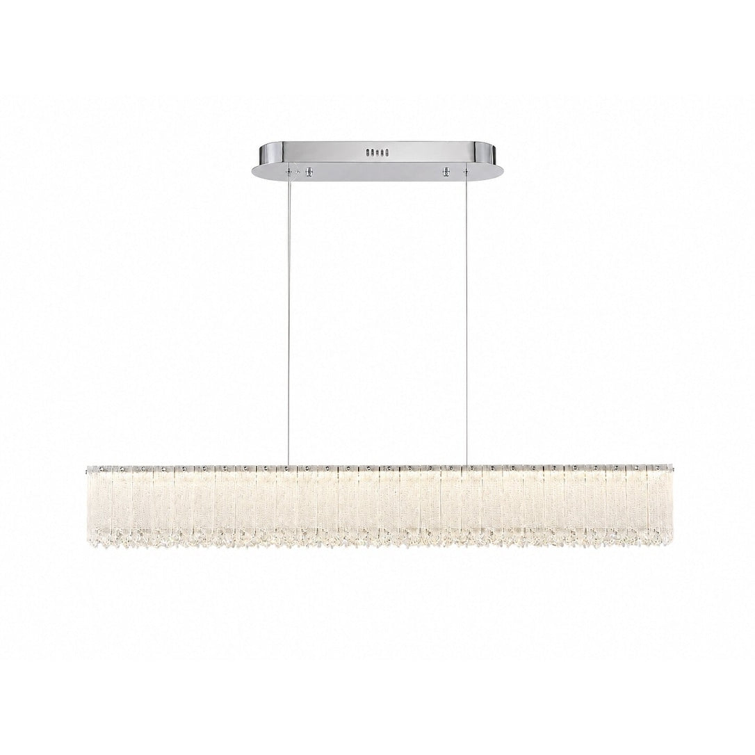 1 Light Chrome Led Chandelier With Clear Crystals