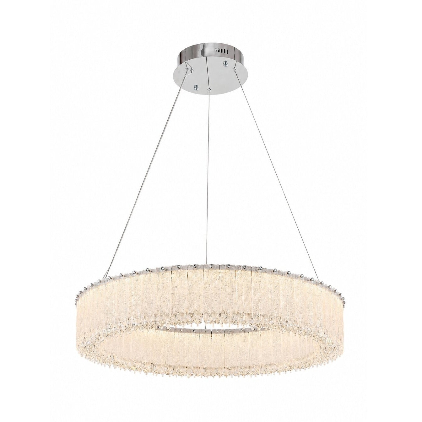 1 Light Chrome Led Chandelier With Clear Crystals