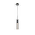 1 Light Chrome Pendant With A Glass Bubble Rod And Shade