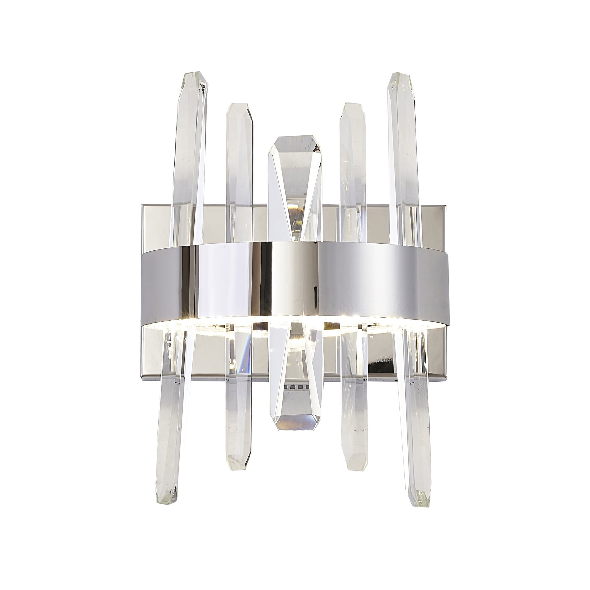 1 Light Chrome Stainless Steel Led Wall Sconce With Clear Crystal Accents