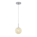 1 Light Chrome Steel Single Pendant With Clear Crystal Beaded Ball