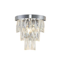 1 Light Chrome Wall Sconce With Clear Hanging Crystals