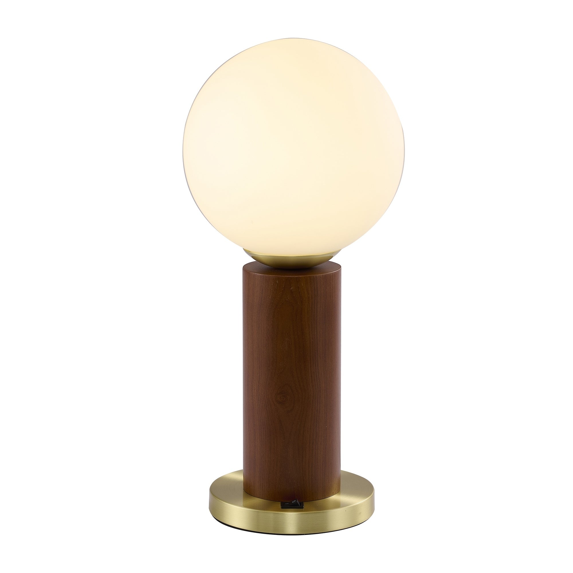 1 Light Dark Oak And Stain Brass Table Lamp With A Glass Shade