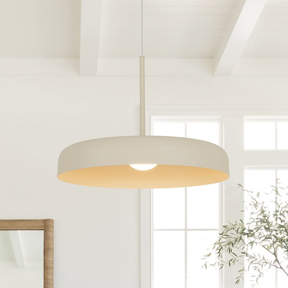 1 Light Dimmable Led Khaki Flat Dining Domed Pendant 15.0 In