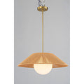 1 Light Farmhouse Globe Dome Pendant Light With Cotton Shade Brass