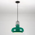 1 Light Farmhouse Industrial Green Dome Adjustable Pendant Hanging Light With Matte Black Hardware For Kitchen Island