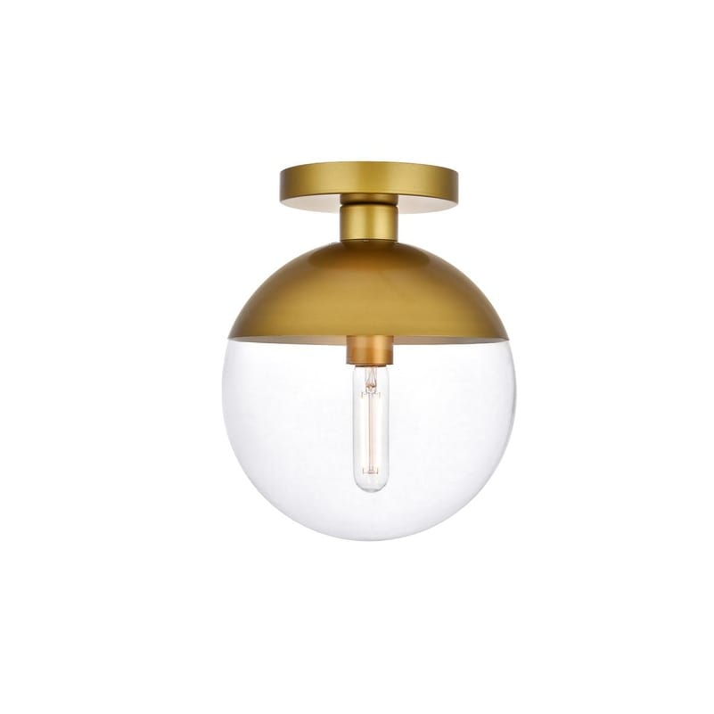 1 Light Flush Mount With 10 Inch Clear Glass