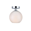 1 Light Flush Mount With 8 Inch Frosted White Glass