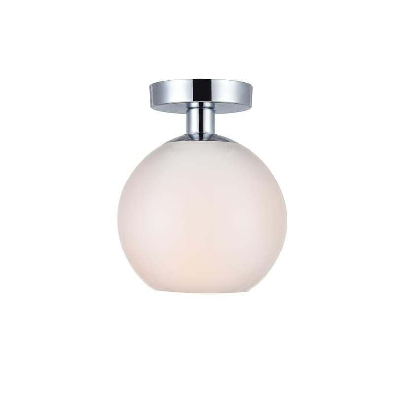 1 Light Flush Mount With 8 Inch Frosted White Glass