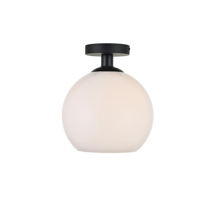 1 Light Flush Mount With 10 Inch Frosted White Glass