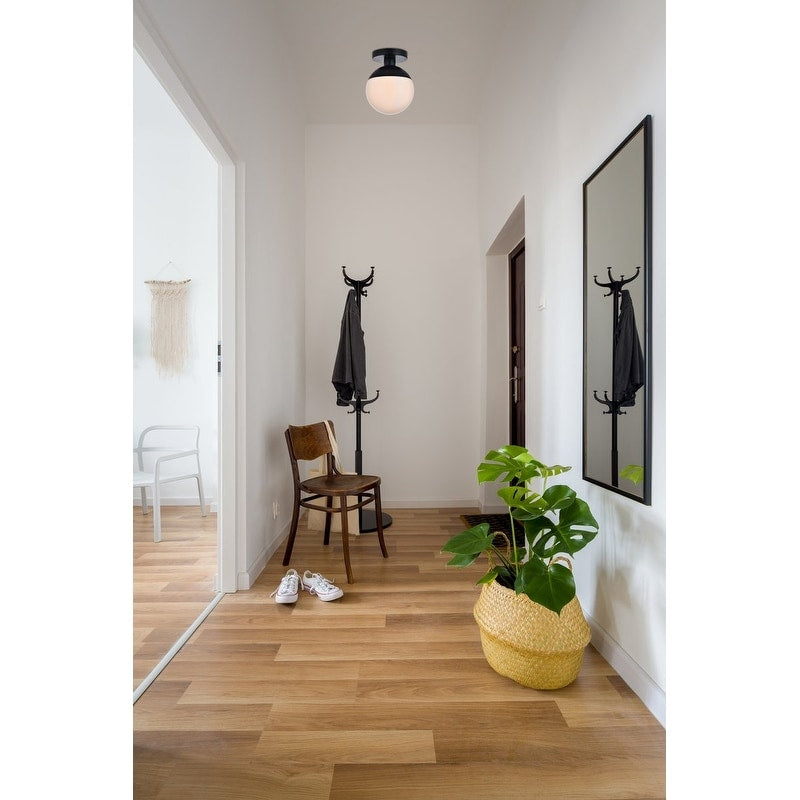1 Light Flush Mount With 8 Inch Frosted White Glass