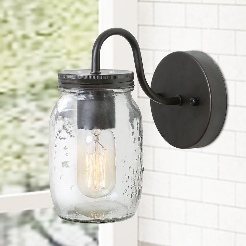 1 Light Glass Jar Wall Sconce