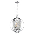 1 Light Globe Chandelier In Chrome Finish With Clear Crystals Chrome Finish