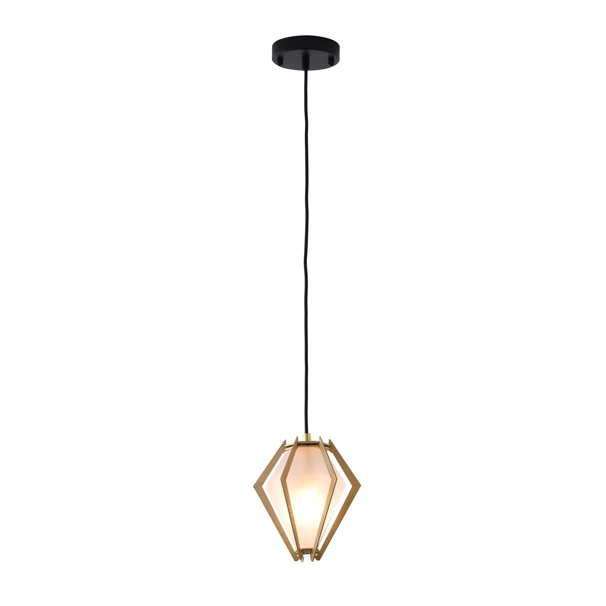 1 Light Gold Aluminum Single Pendant With Frosted Glass