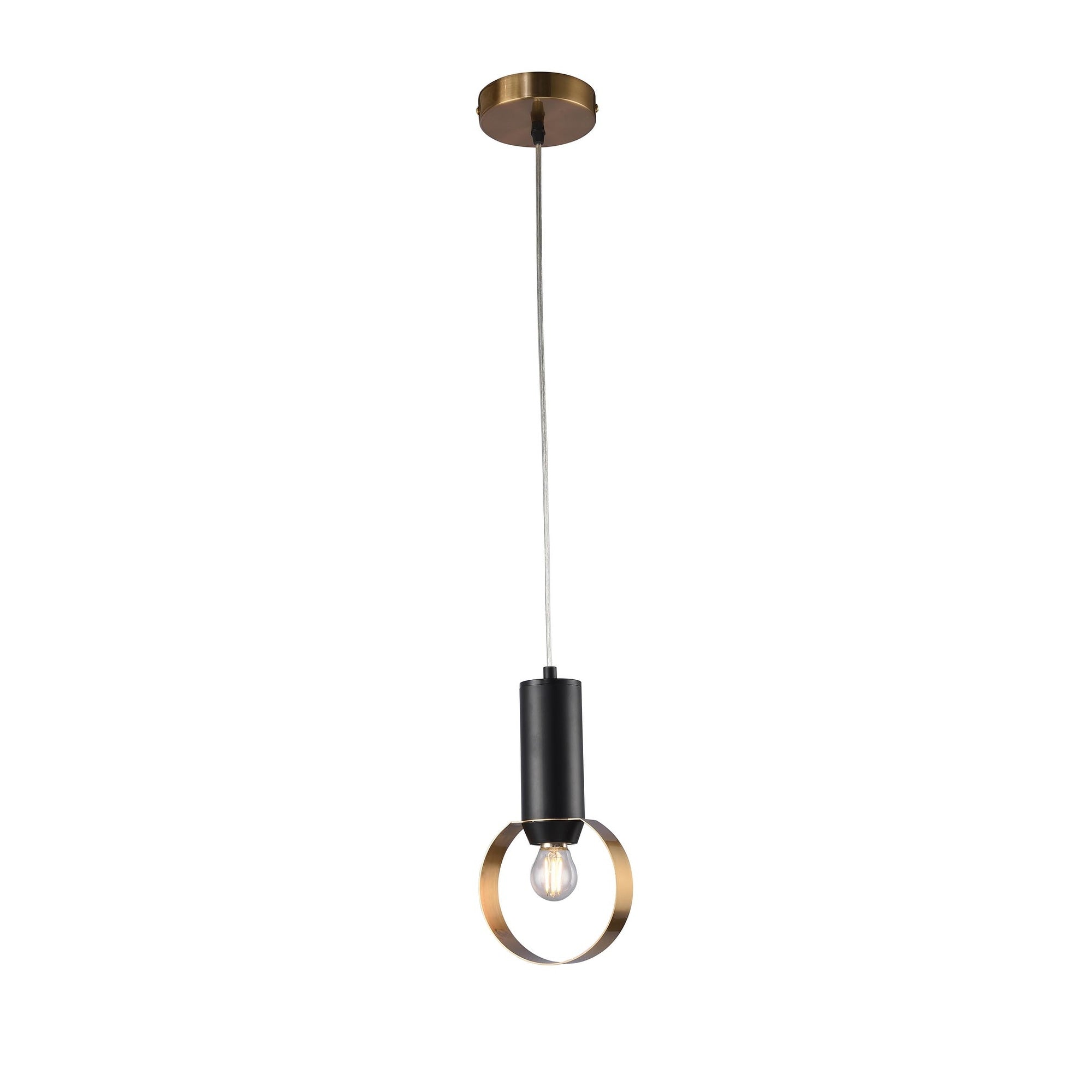 1 Light Gold And Black Loop Single Pendant