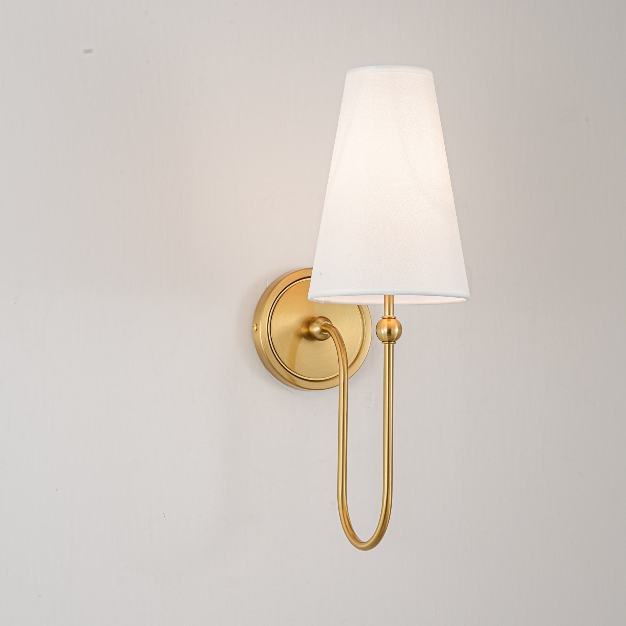 1 Light Gold Black Finish Fabric Wall Sconce For Bedroom