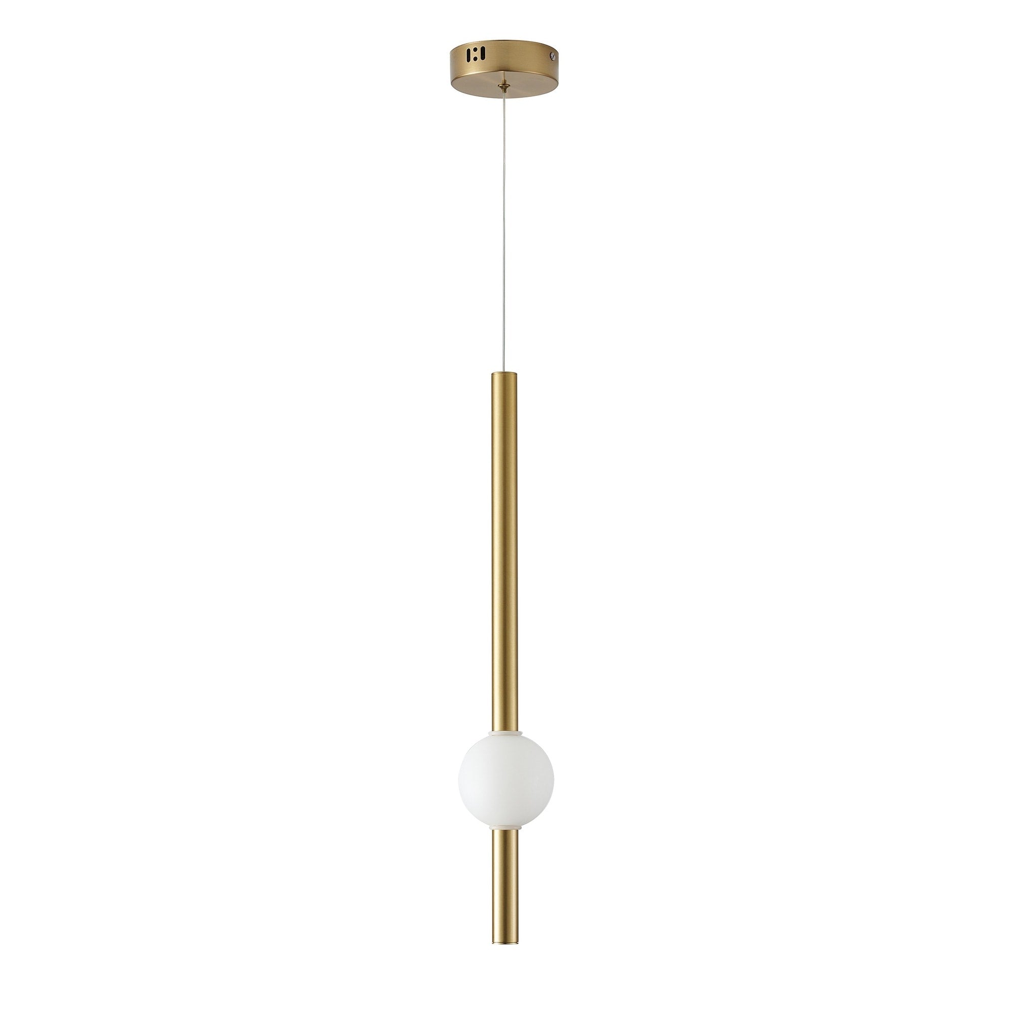 1 Light Gold Led Pendant With A White Acrylic Shade