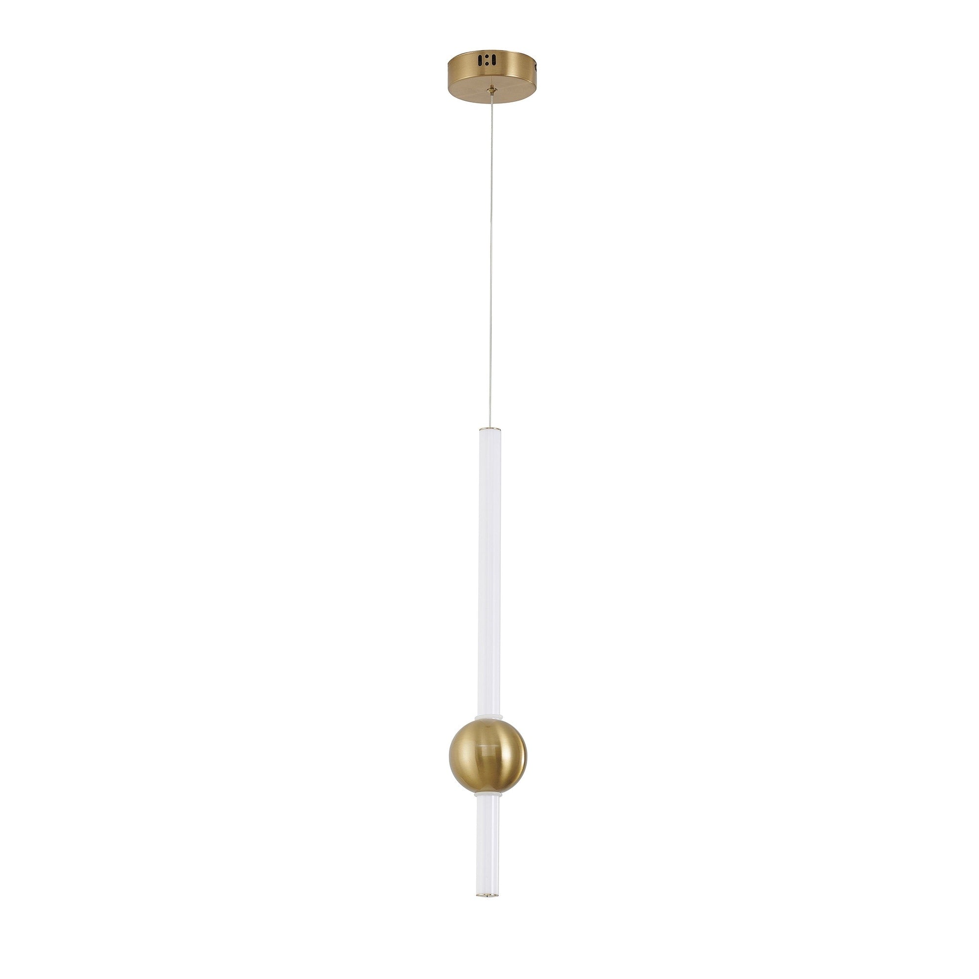 1 Light Gold Led Pendant With A White Glass Shade