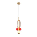 1 Light Gold Led Single Pendant With A Multi Color Glass Shade