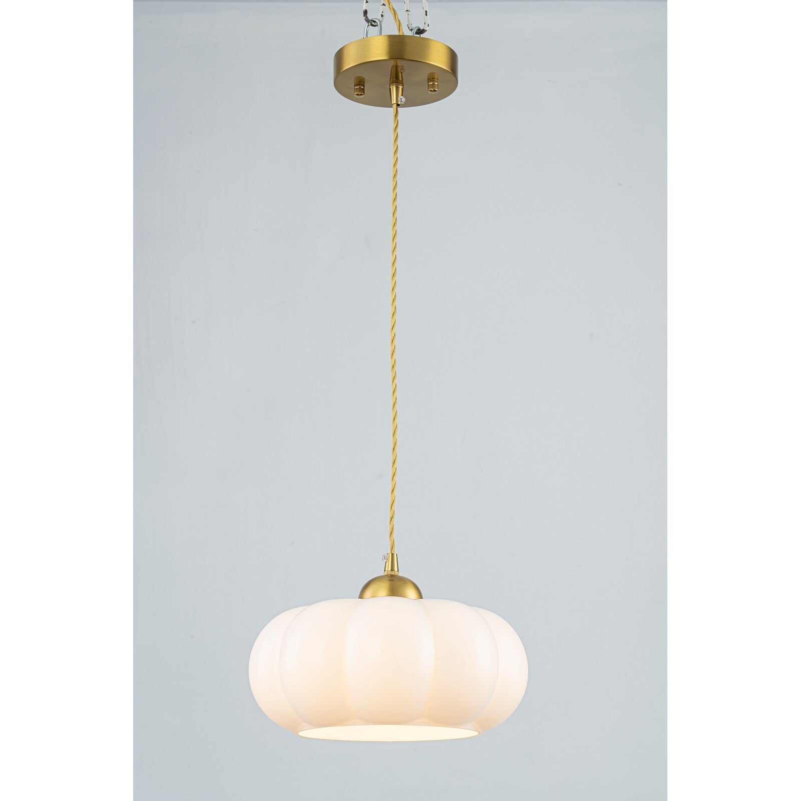 1 Light Gold Lantern Chandelier Drum Shape Hanging Kitchen Island Light