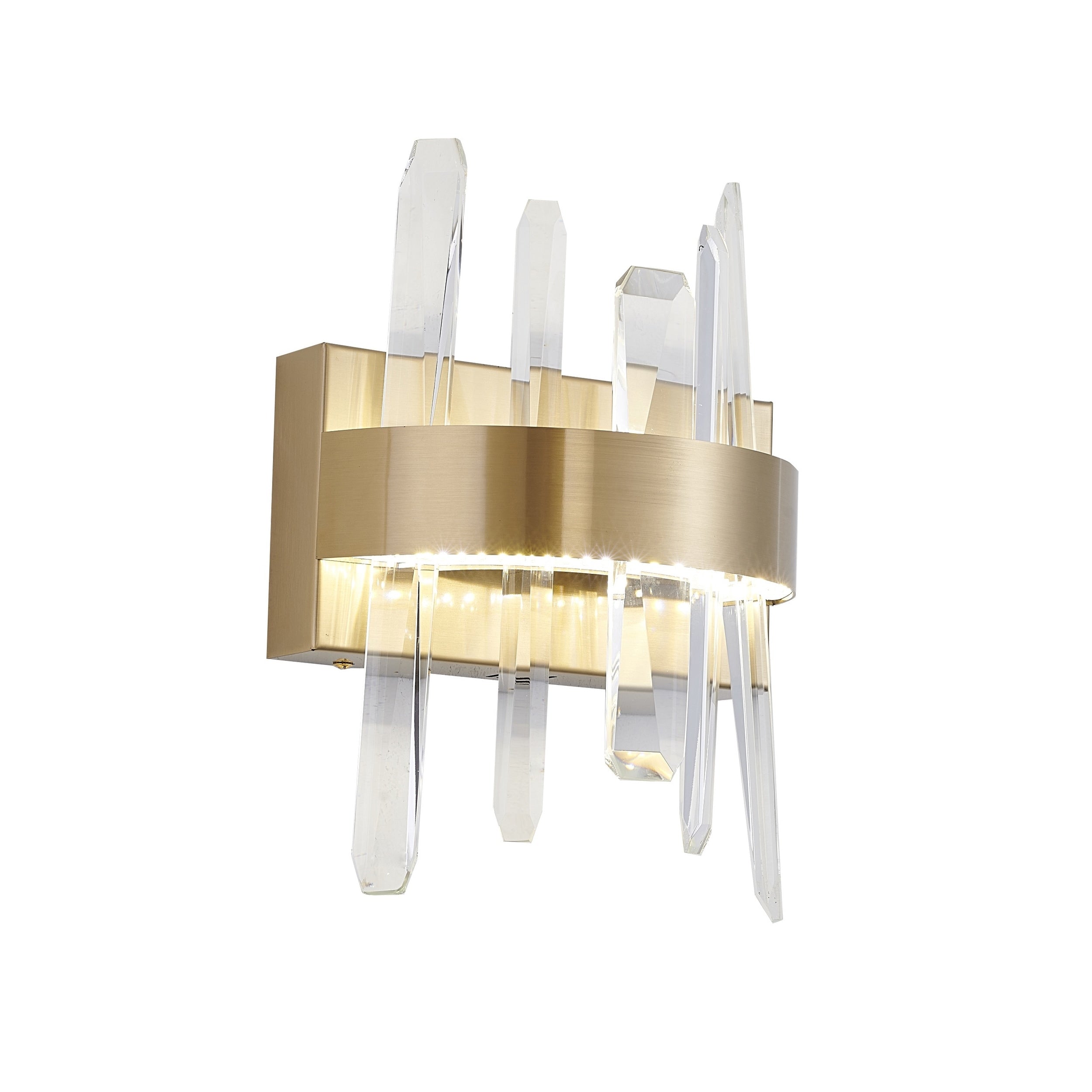 1 Light Gold Stainless Steel Led Wall Sconce With Clear Crystal Accents