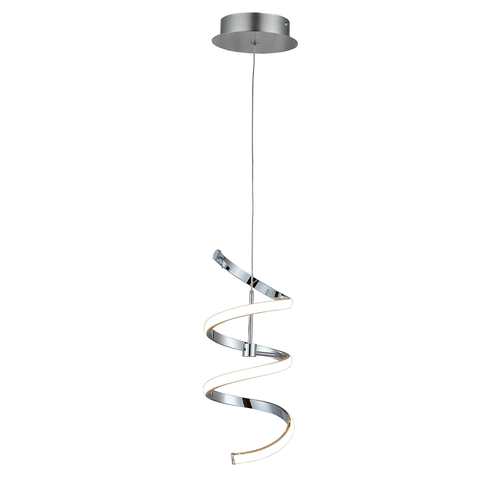 1 Light Led Array Spiral Pendant Light In Chrome Finish Chrome Finish