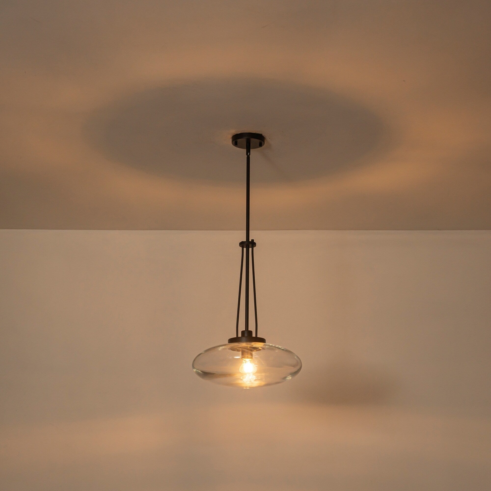 1 Light Matte Black Brushed Brass Industrial Modern Glass Pendant Light With Swivel Head For Dining Bar Bedroom