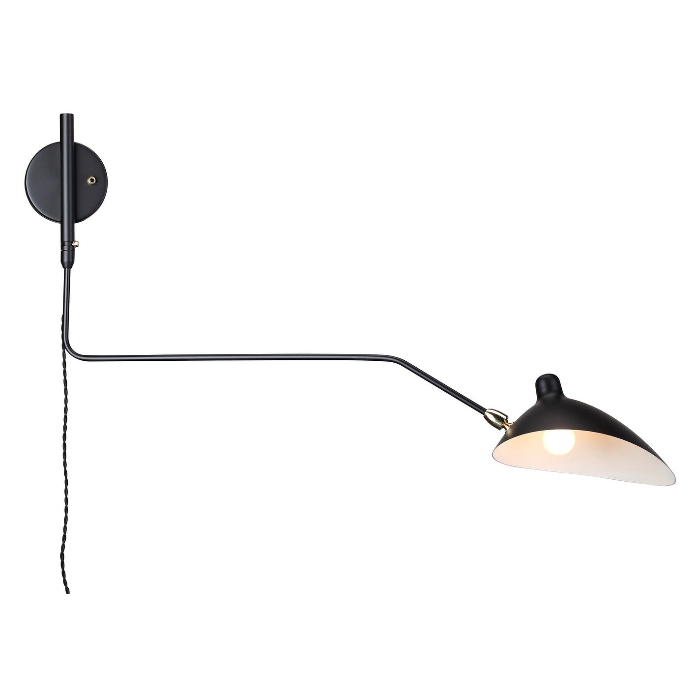 1 Light Matte Black Wall Sconce With A Black Aluminum Shade