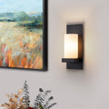 1 Light Matte Black Wall Sconce With Opal Glass Shade