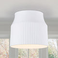 1 Light Matte White Flush Mount Ceiling Light With Ceramic Drum Shade Dia.9.45 In
