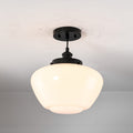1 Light Mid Century Modern Brass Black Frosted Glass Globe Dome Pendant Light