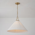 Rennnsan 1 Light Modern Brass Pleated Cone Pendant For Dining Room Kitchen 22 In. W X 16.5 In. H