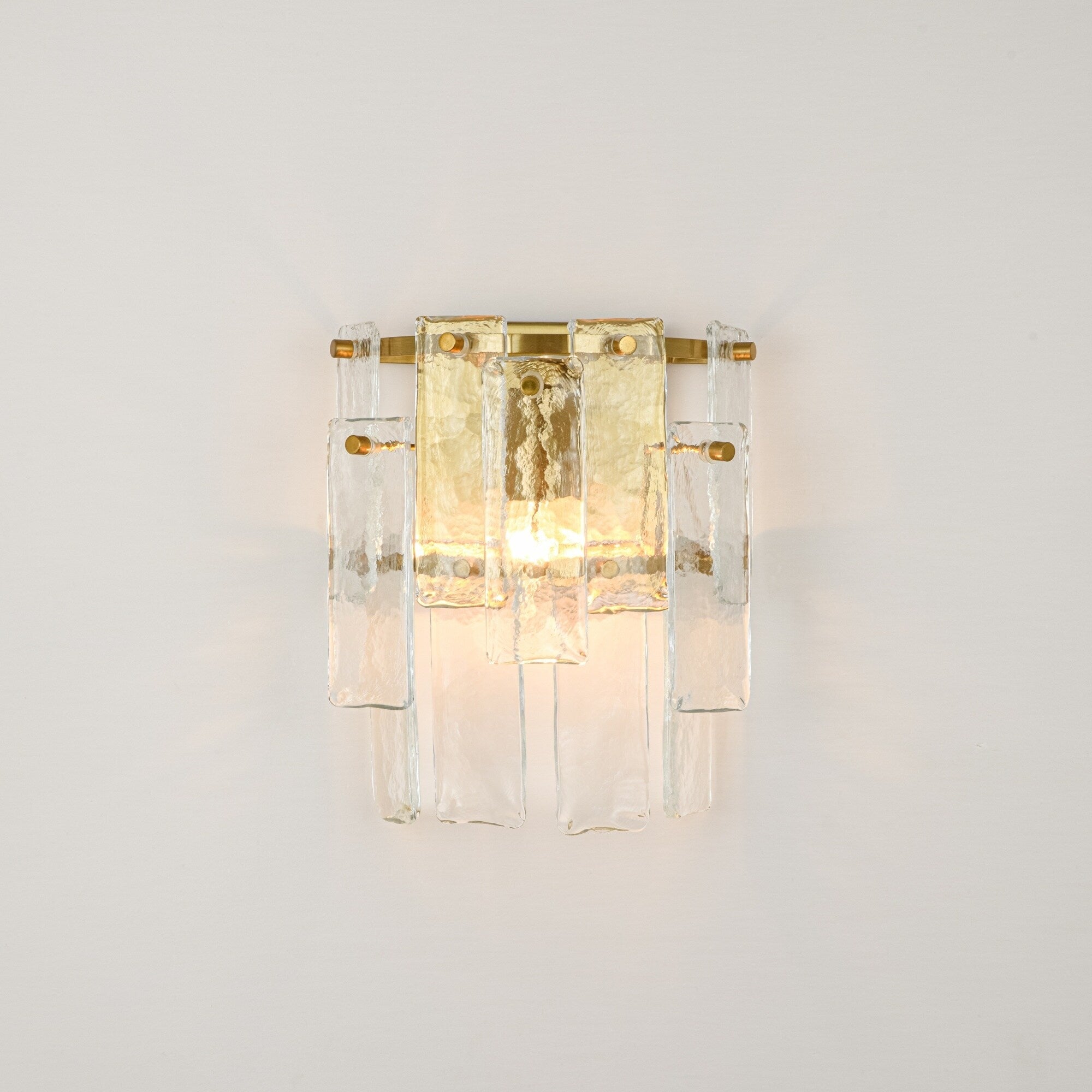 1 Light Modern Brass Textured Glass Wall Sconce For Entryway Hallway 1 Light